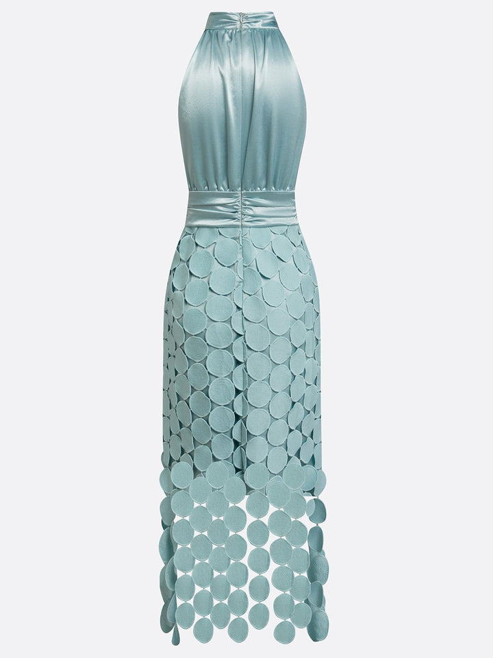 Kateline - Robe midi à encolure américaine de luxe