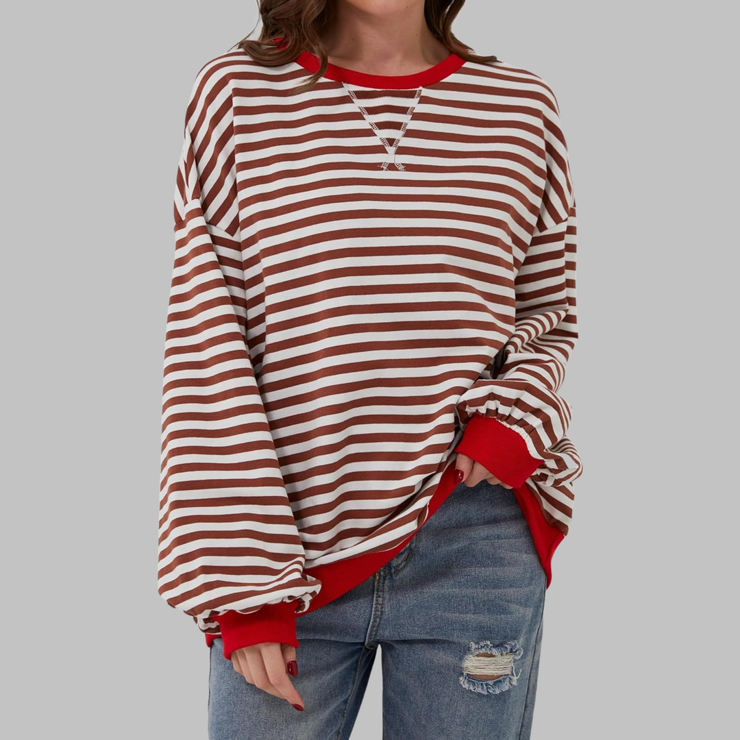 Adelia - Sweat-shirt rayé à manches longues au toucher doux