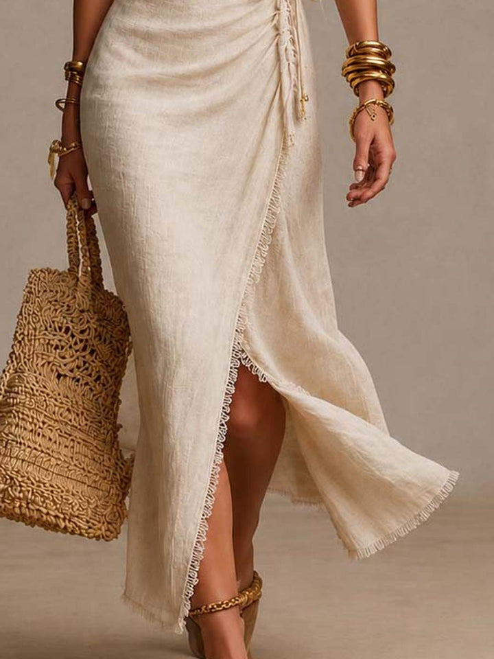 Maevina - Robe midi romantique en lin