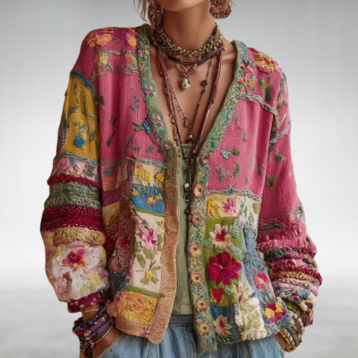Celestara - Cardigan patchwork au toucher doux