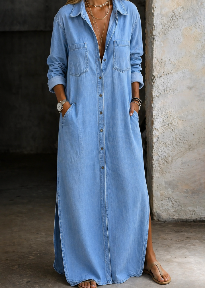 Sylvera - Robe-chemise longue premium