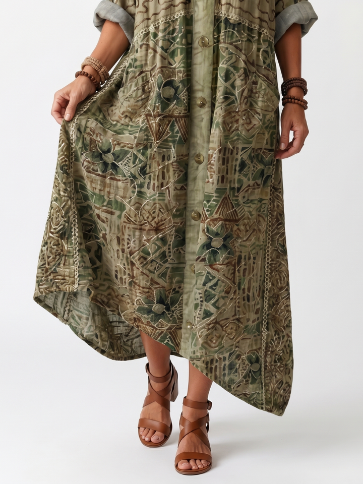 Roselisse - Robe midi légère boutonnée devant