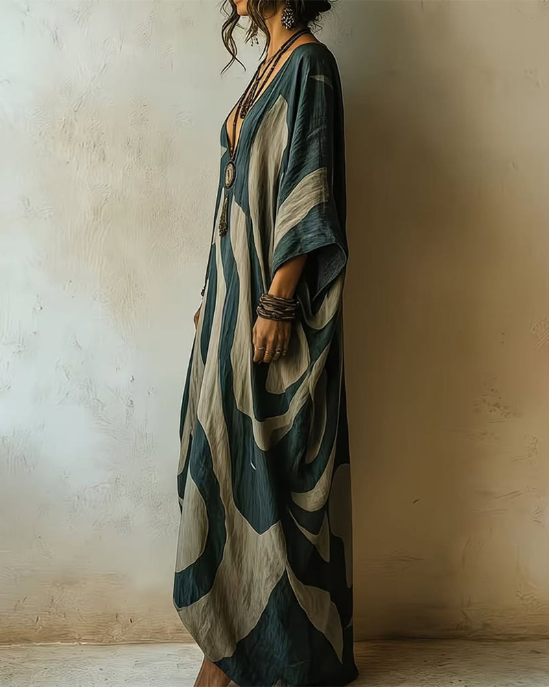 Aramina - Caftan long imprimé de luxe