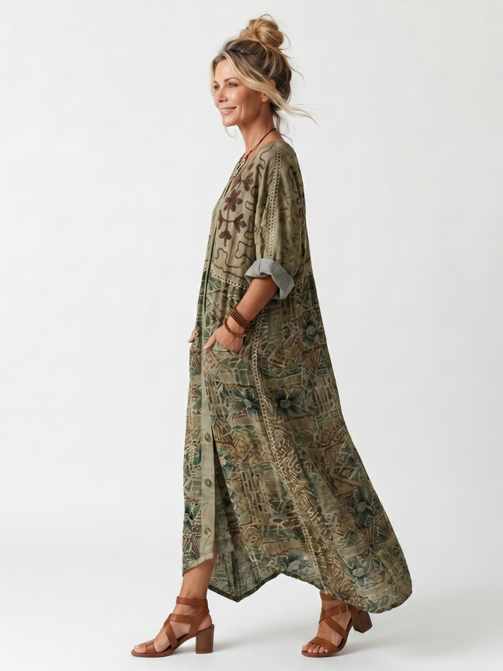 Roselisse - Robe midi légère boutonnée devant