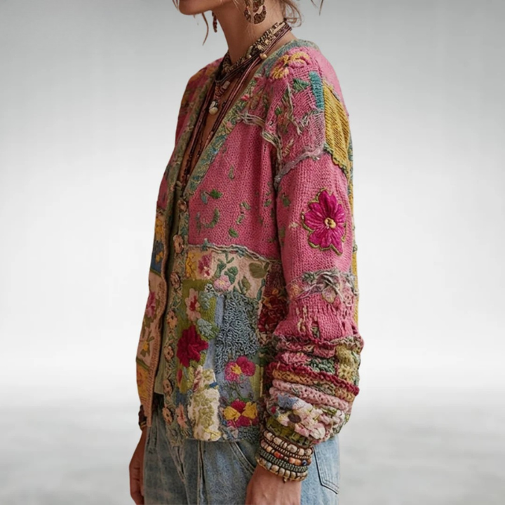 Celestara - Cardigan patchwork au toucher doux
