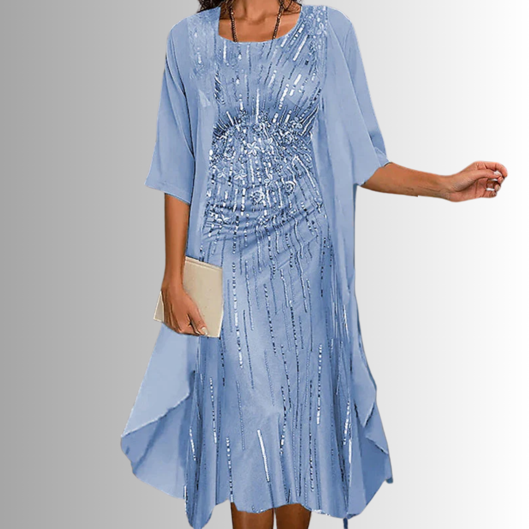 Delavelle - Ensemble robe midi élégante à effet superposé