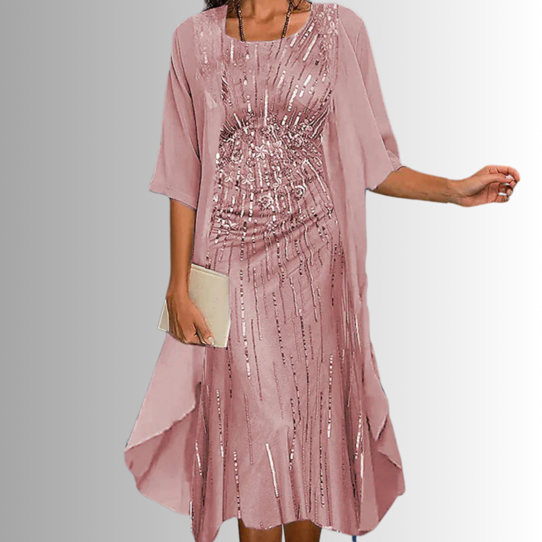 Delavelle - Ensemble robe midi élégante à effet superposé