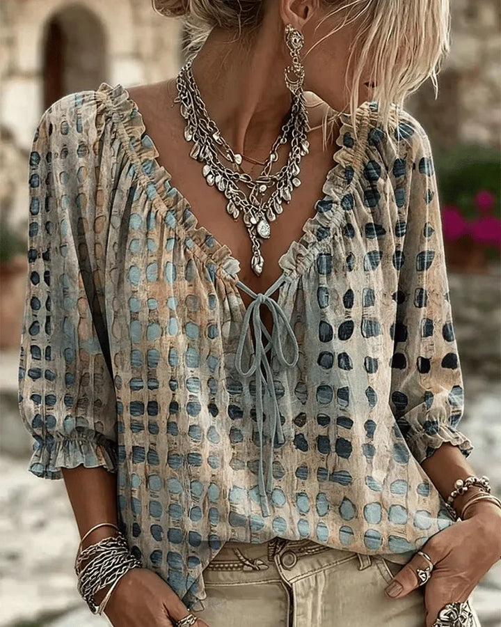 Bevelyn - Blouse à laçage à pois au toucher doux