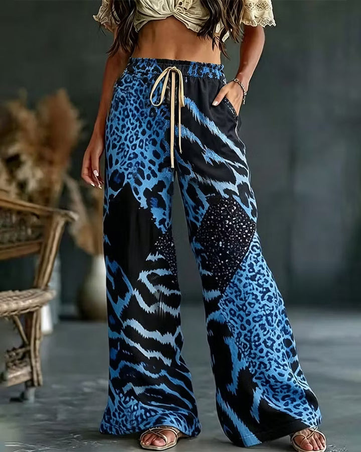 Elfrida - Pantalon large en patchwork léopard au toucher doux