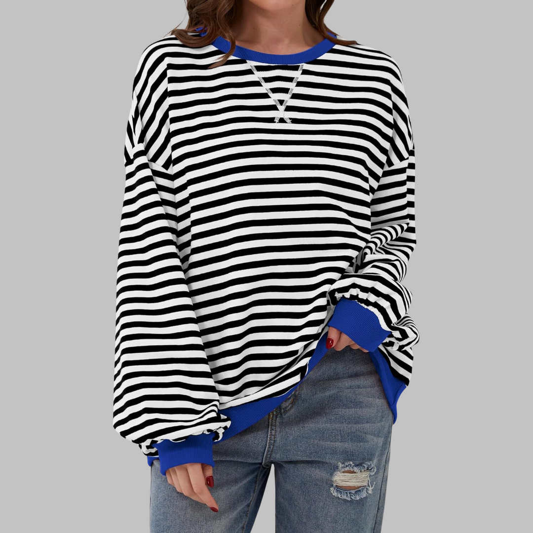 Adelia - Sweat-shirt rayé à manches longues au toucher doux