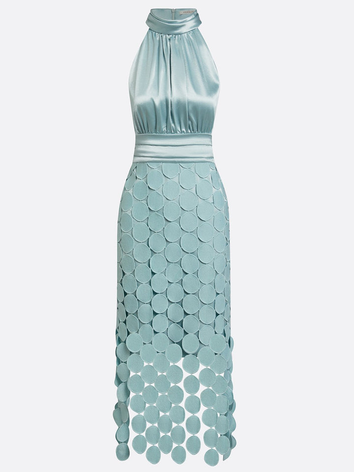 Kateline - Robe midi à encolure américaine de luxe