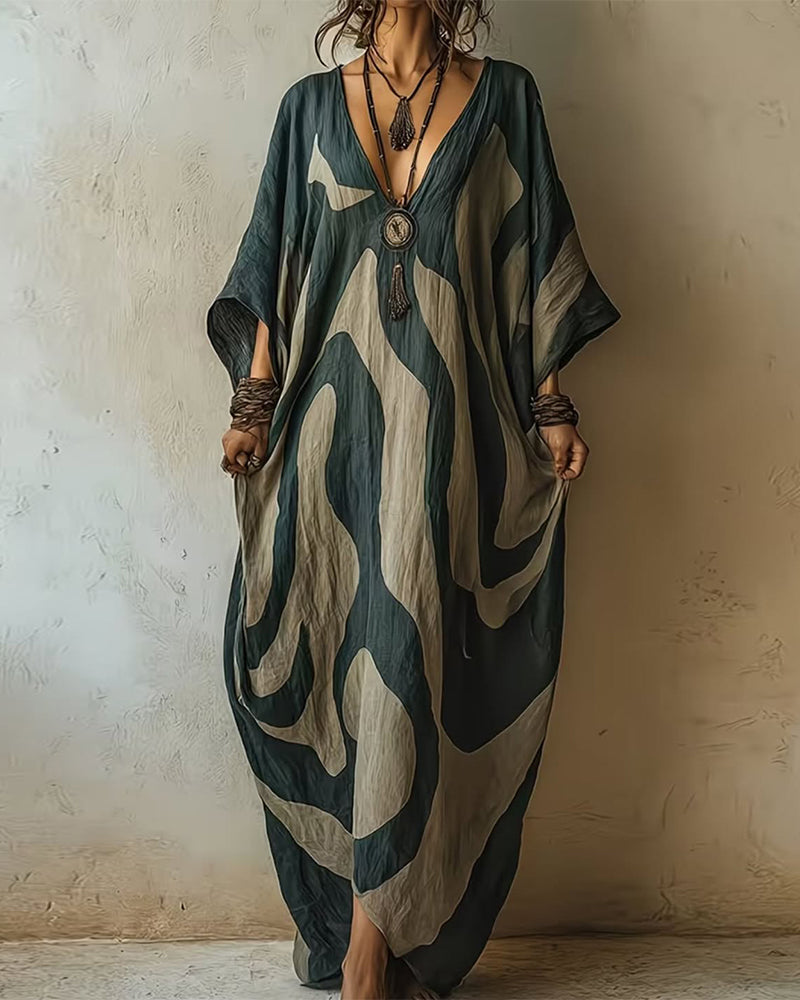 Aramina - Caftan long imprimé de luxe