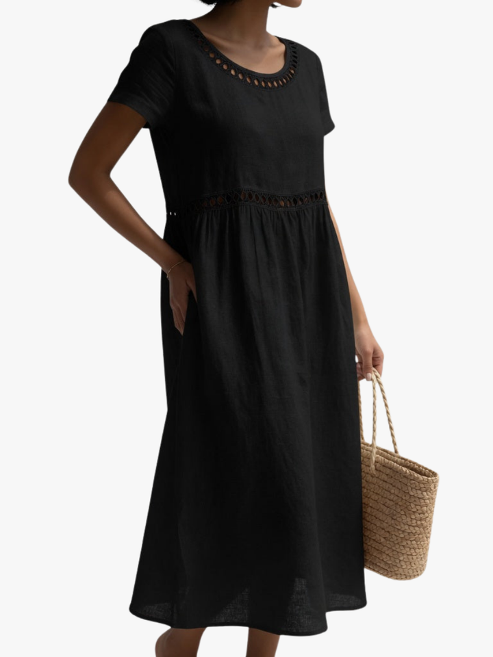 Anissa - Robe midi brodée au toucher doux