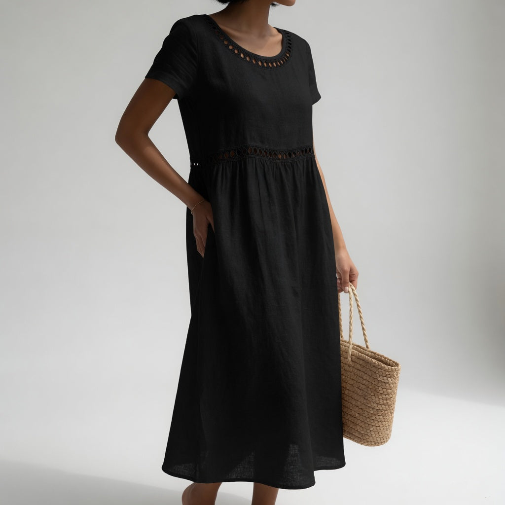 Anissa - Robe midi brodée au toucher doux