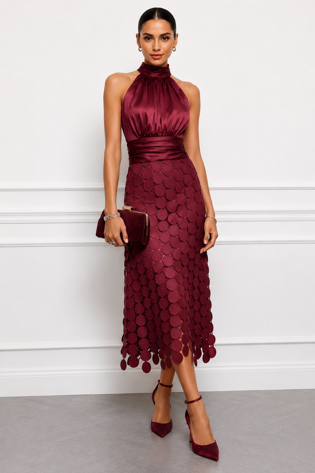 Amabel - Robe midi de luxe à encolure américaine
