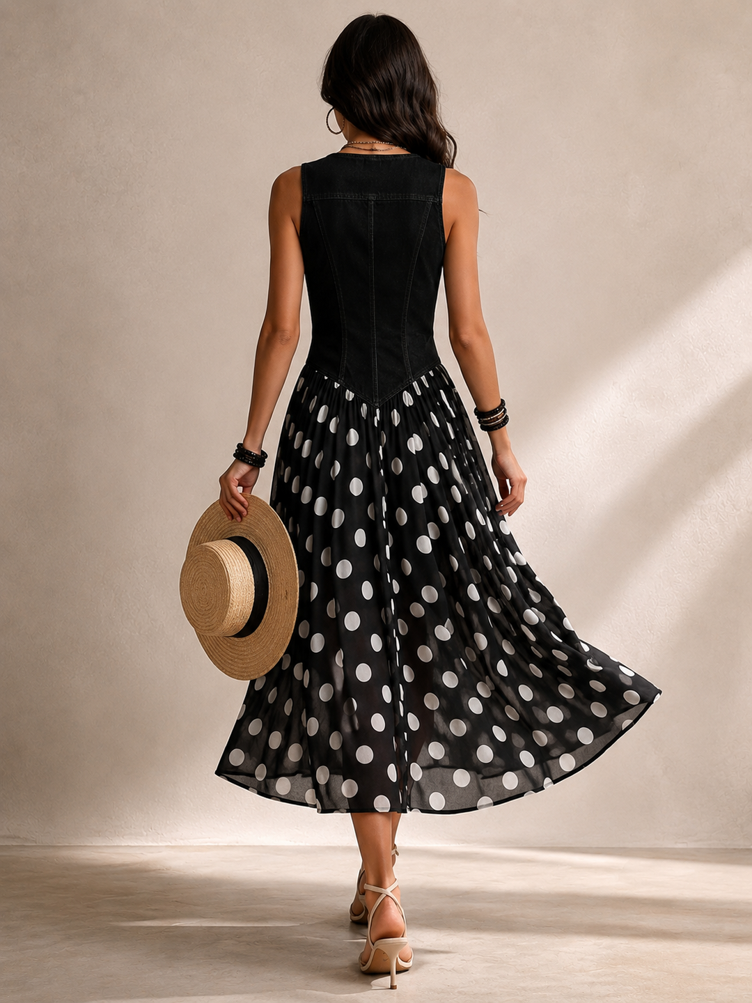 Ameliora - Robe à pois en mix de matières