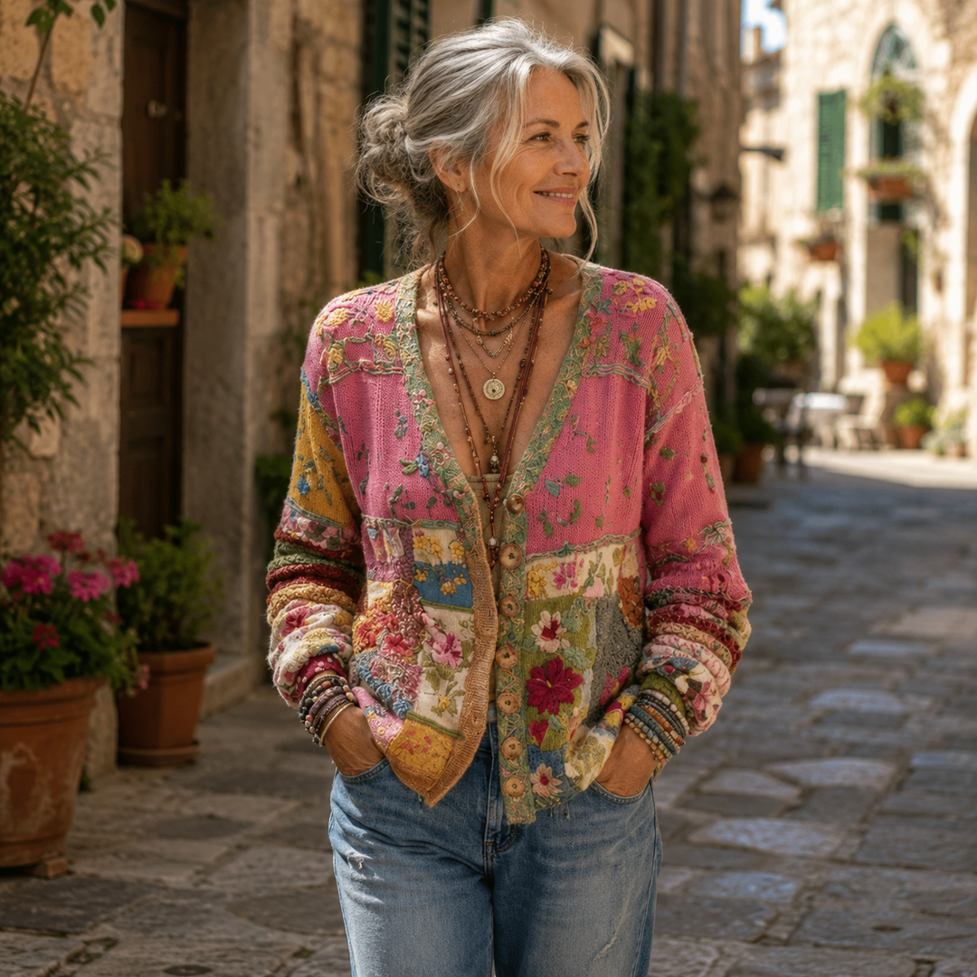 Celestara - Cardigan patchwork au toucher doux