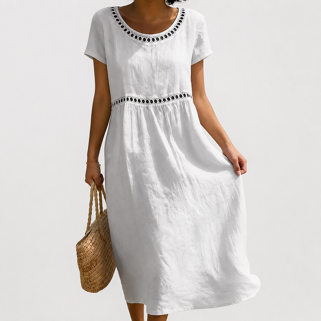 Ysoline - Robe midi brodée au toucher doux