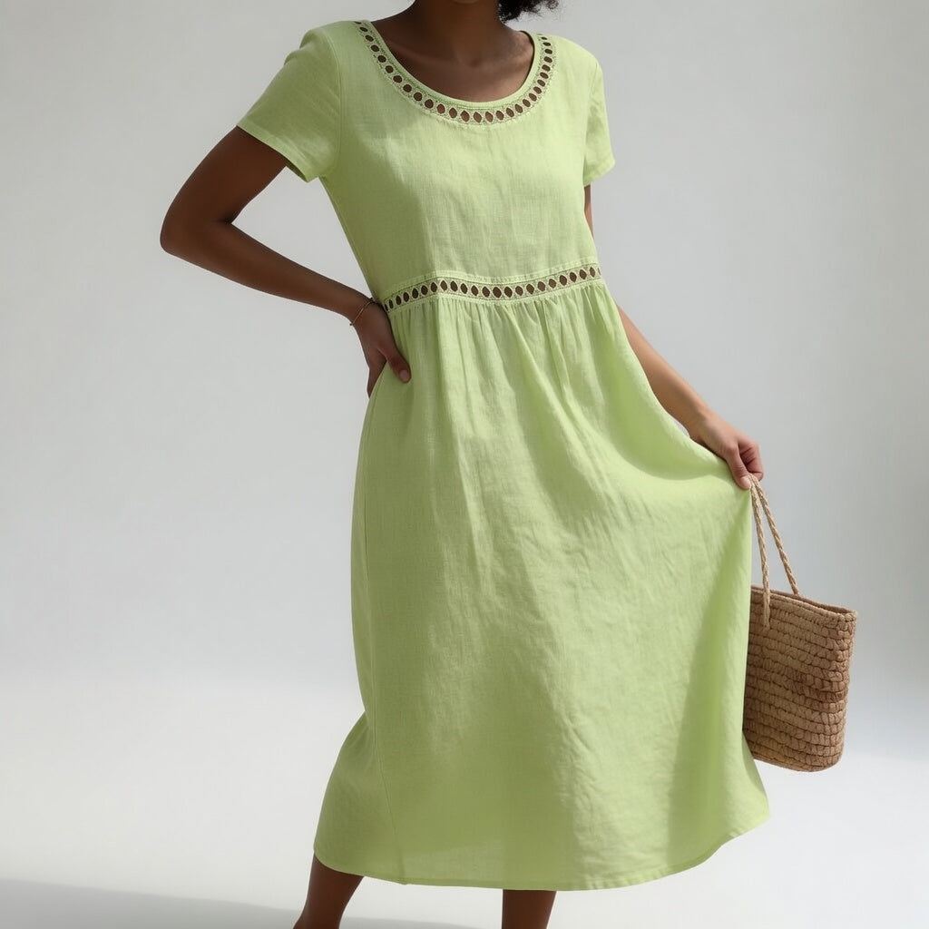 Ysoline - Robe midi brodée au toucher doux