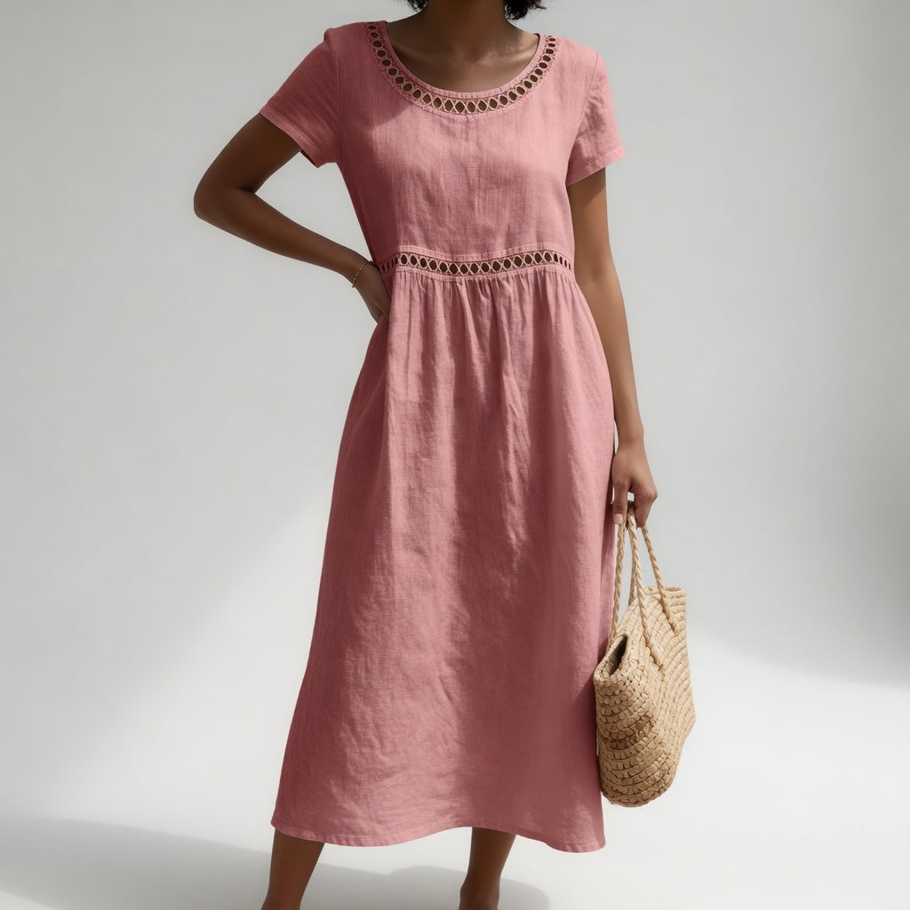 Anissa - Robe midi brodée au toucher doux