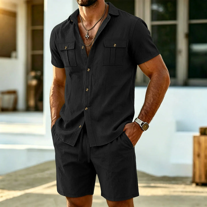 Dunley - Ensemble léger chemise et short coordonnés