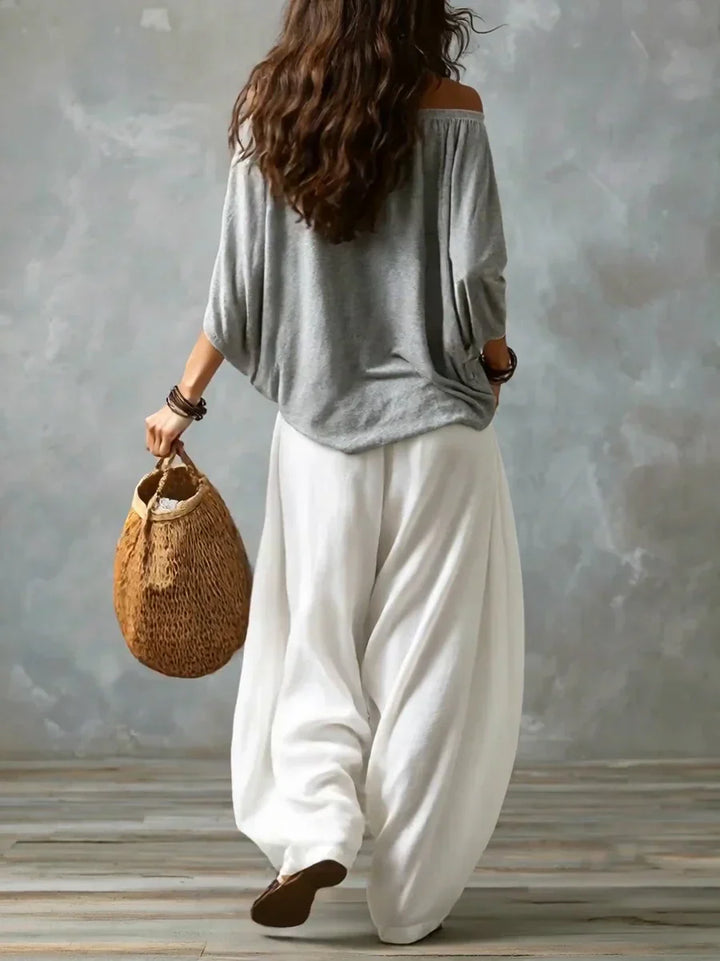 Ottavia - Ensemble haut bohème à épaules dénudées et pantalon sarouel