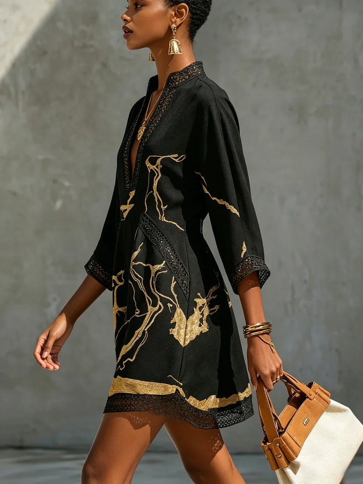 Sidonia - Robe trapèze à imprimé marbré de luxe