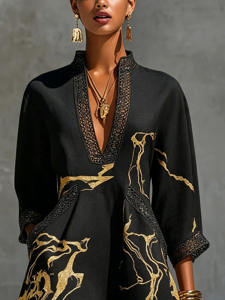 Sidonia - Robe trapèze à imprimé marbré de luxe