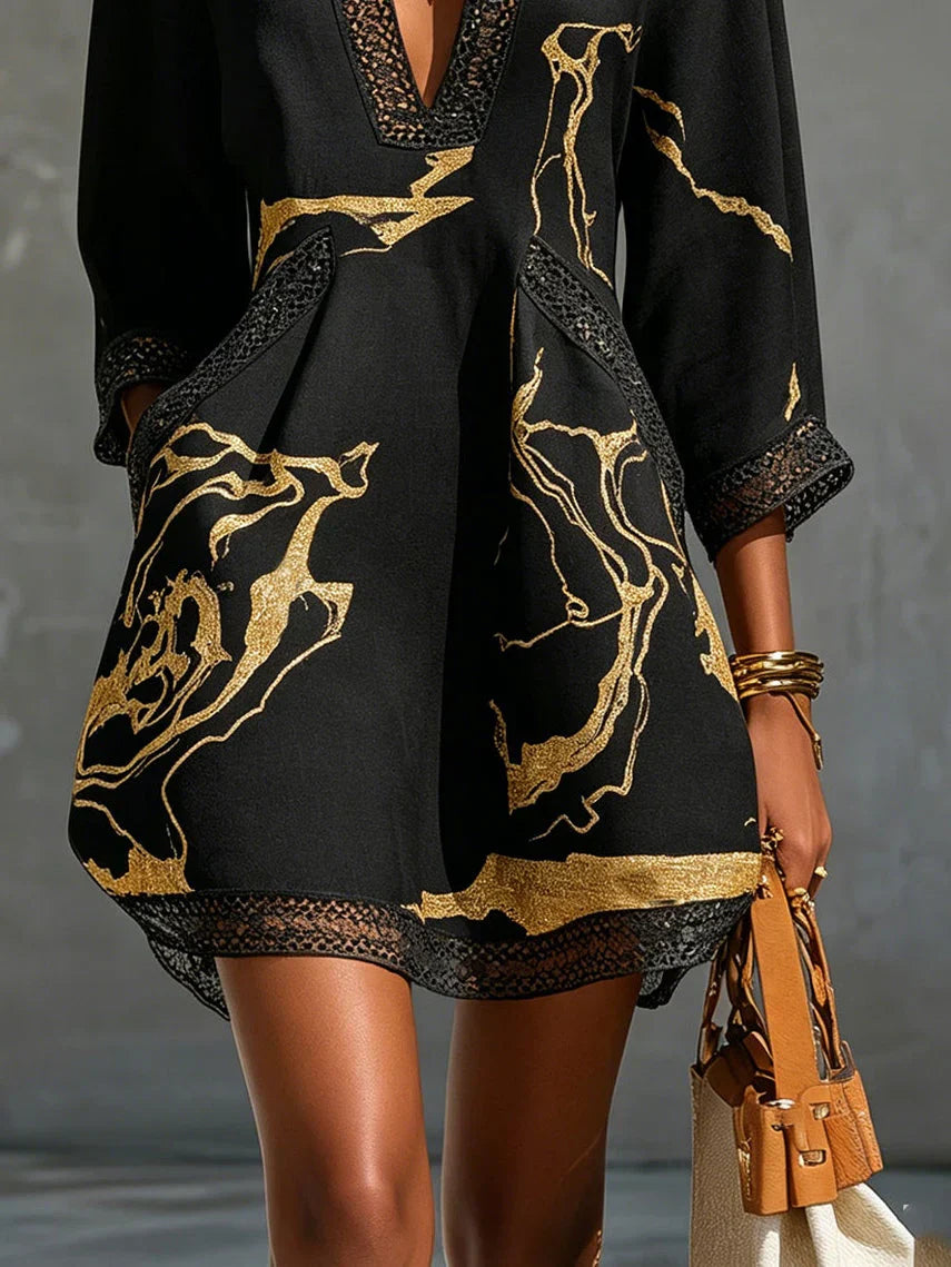 Sidonia - Robe trapèze à imprimé marbré de luxe