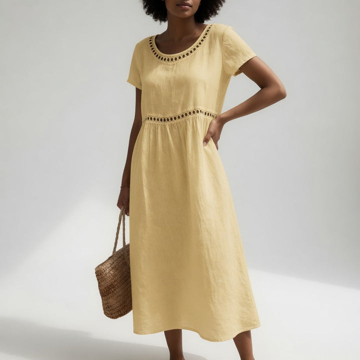 Ysoline - Robe midi brodée au toucher doux