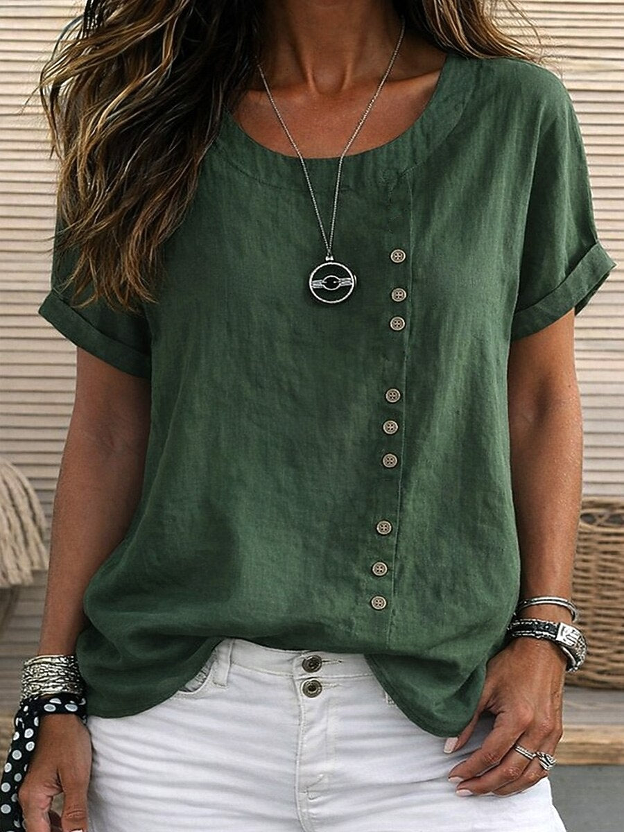 Sidonie - Blouse manches courtes à détails boutonnés