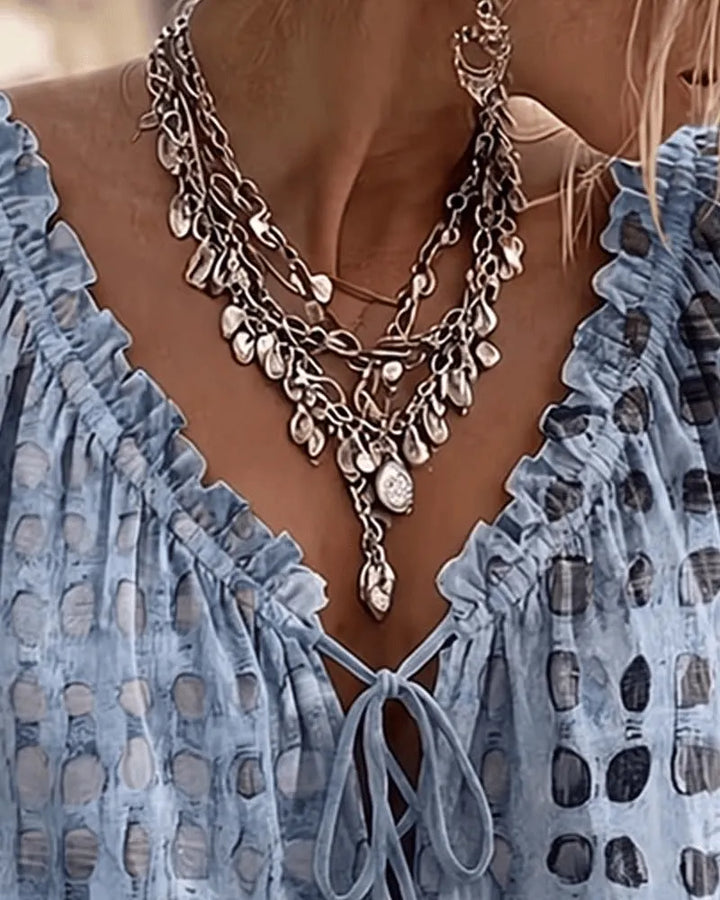 Bevelyn - Blouse à laçage à pois au toucher doux