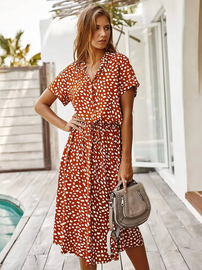 Viviana - Robe midi décontractée avec col