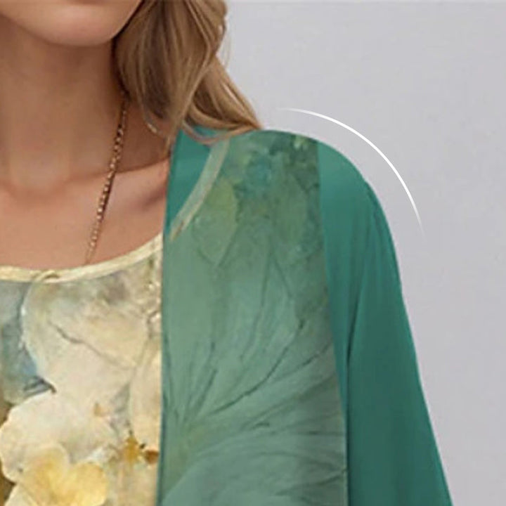 Delavelle - Ensemble robe midi élégante à effet superposé
