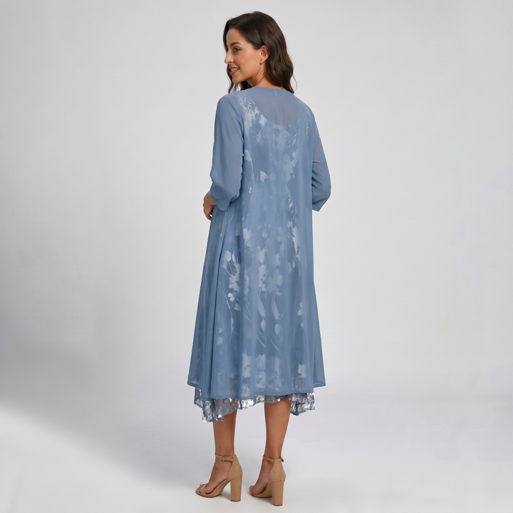 Delavelle - Ensemble robe midi élégante à effet superposé