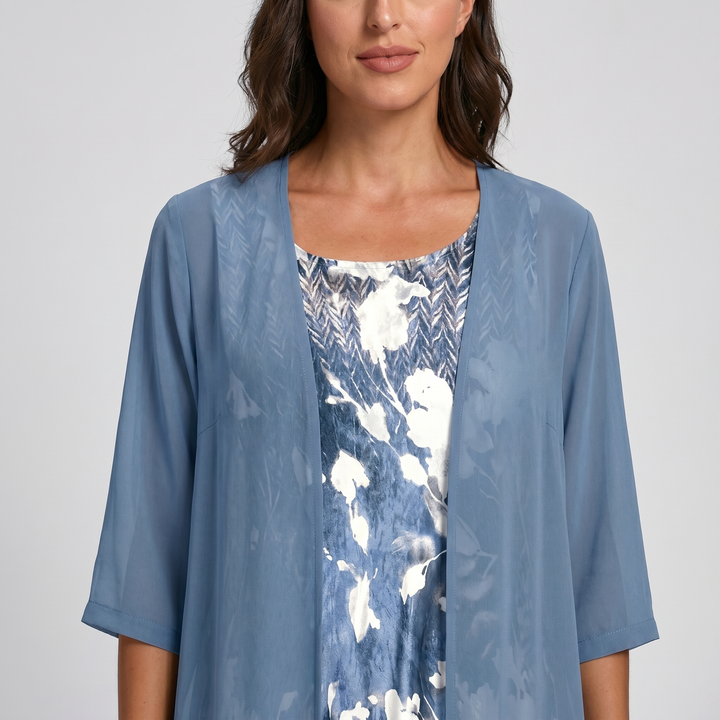 Delavelle - Ensemble robe midi élégante à effet superposé