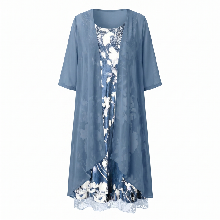 Delavelle - Ensemble robe midi élégante à effet superposé